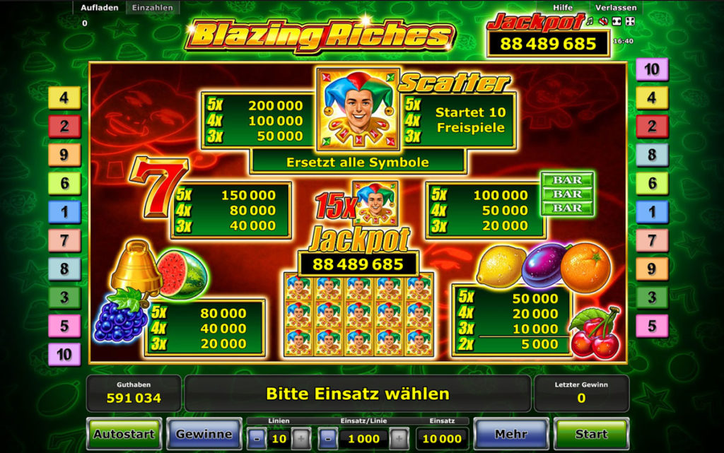 blazing riches gewinne