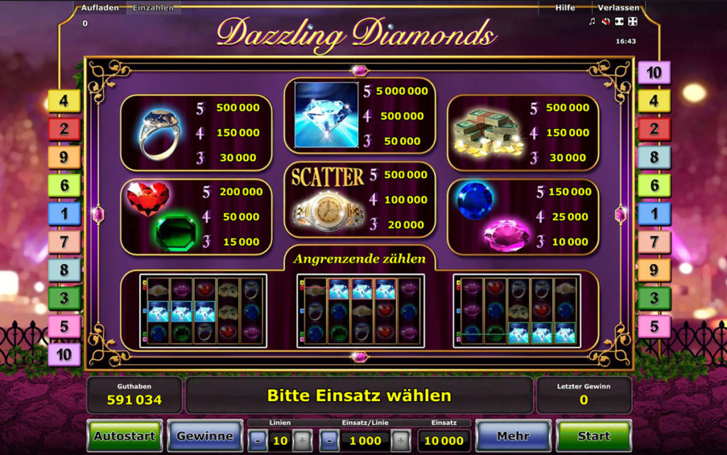 dazzling diamonds gewinne